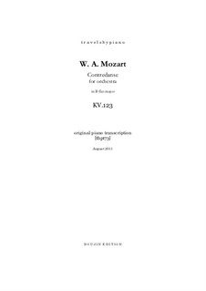 Contredanse for Orchestra in B Flat Major, K.123: versão para piano, tbpt73 by Wolfgang Amadeus Mozart
