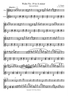 Waltz in A Minor, B.150 KK IVb/11: para flauta e guitarra by Frédéric Chopin