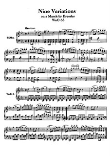 Nine Variations on March by Dressler, WoO 63: Para Piano by Ludwig van Beethoven