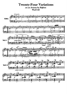 Twenty-Four Variations on Arietta 'Venni Amore' by Righini, WoO 65: Para Piano by Ludwig van Beethoven