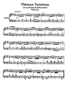 Thirteen Variations on Theme from 'Das rote Käppchen' by Dittersdorf, WoO 66: Para Piano by Ludwig van Beethoven
