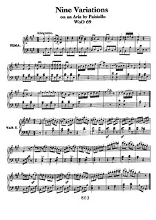 Nine Variations on Aria by Paisiello, WoO 69: Para Piano by Ludwig van Beethoven