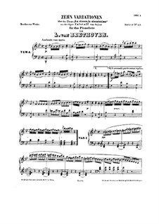 Ten Variations on Theme 'La stessa, la stessissima' from 'Falstaff' by Salieri, WoO 73: Para Piano by Ludwig van Beethoven