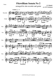 Fitzwilliam Sonata No.2: For alto recorder (or flute) and guitar by Georg Friedrich Händel