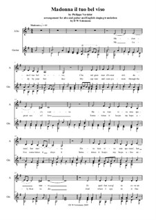Madonna il tuo bel viso (Lady by your fair face): Para alto e guitarra by Philippe Verdelot