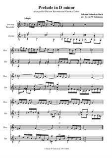Prelude No.2, BWV 940: For descant recorder and guitar by Johann Sebastian Bach