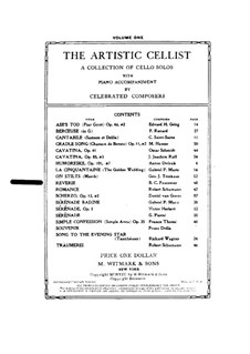 Rêverie for Violin (or Cello) and Piano: Score, cello part by Benoit Constant Fauconier