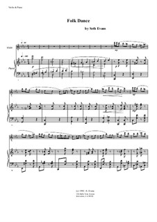 Folk Dance for Violin and Piano: partitura by Seth Evans