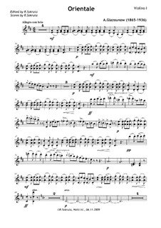 Orientale for String Quartet: partes by Alexander Glazunov