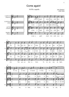 Come Again: para coro misto by John Dowland