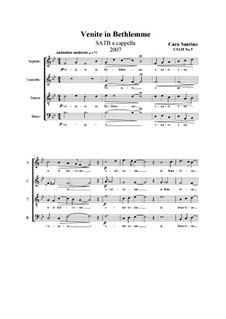 Venite in Bethlemme. SATB a cappella, CS128 No.5: Venite in Bethlemme. SATB a cappella by Santino Cara