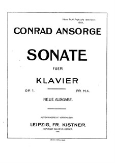 Sonata for Piano, Op.1: sonata para piano by Conrad Ansorge