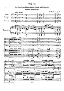 Trio for Clarinet (or Violin), Cello and Piano, Op.38: Partitura completa by Ludwig van Beethoven