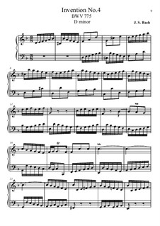 No.4 in D Minor, BWV 775: para um único musico (Editado por H. Bulow) by Johann Sebastian Bach