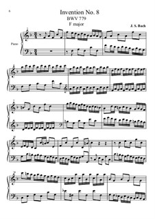 No.8 in F Major, BWV 779: Para Piano by Johann Sebastian Bach