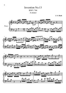 No.13 in A Minor, BWV 784: Para Piano by Johann Sebastian Bach