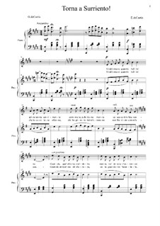 Torna a Surriento: Para vocais e piano by Ernesto de Curtis