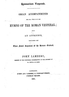 Hymns of the Roman Vesperal: Hymns of the Roman Vesperal by John Lambert