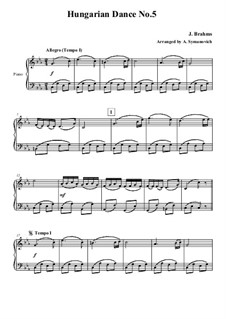 Dance No.5 in F Sharp Minor: Facil para o piano by Johannes Brahms