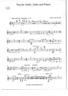 Trio for Violin, Cello and Piano: Partes de violino e violoncelo by Nancy Van de Vate