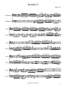 No.3 in D Major, BWV 774: para dois violoncelo by Johann Sebastian Bach
