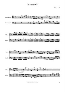 No.8 in F Major, BWV 779: para dois violoncelo by Johann Sebastian Bach