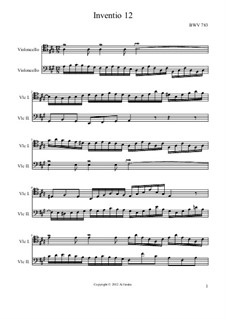 No.12 in A Major, BWV 783: para dois violoncelo by Johann Sebastian Bach