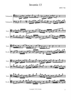 No.13 in A Minor, BWV 784: para dois violoncelo by Johann Sebastian Bach