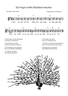 Ein Vogel wollte Hochzeit machen: Lead sheet by folklore