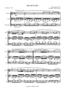 Ich ruf' zu dir, Herr Jesu Christ (I Call on Thee, Lord), BWV 639: para trio de cordas by Johann Sebastian Bach