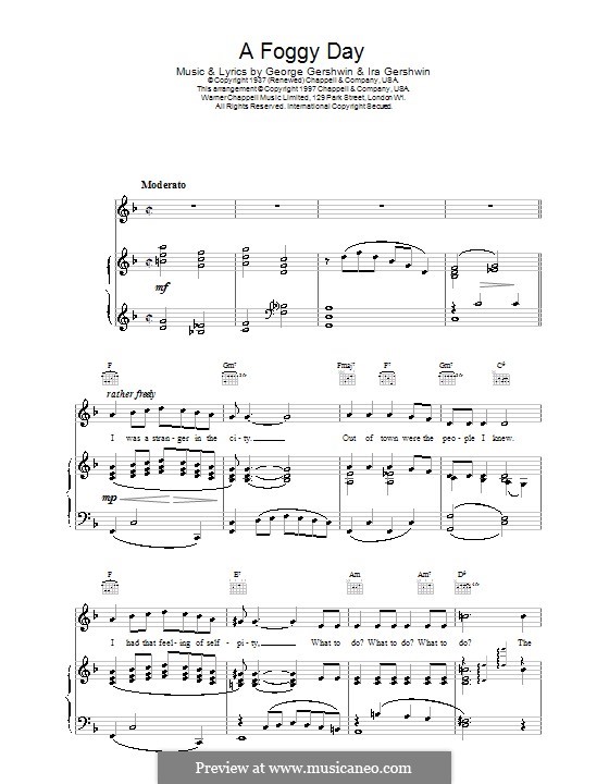 A Foggy Day (In London Town): para voz, guitarra e piano (frank sinatra) by George Gershwin