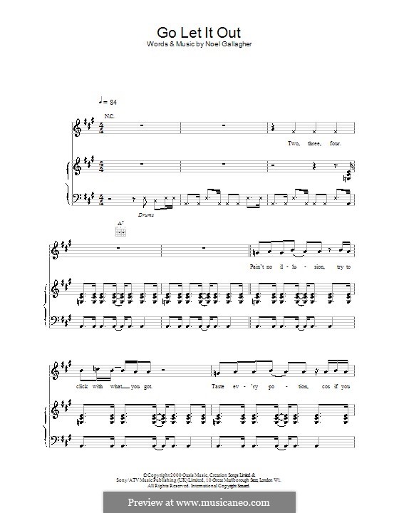 Go Let It Out (Oasis): Para vocais e piano (ou Guitarra) by Noel Gallagher