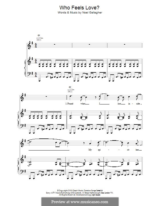 Who Feels Love? (Oasis): Para vocais e piano (ou Guitarra) by Noel Gallagher
