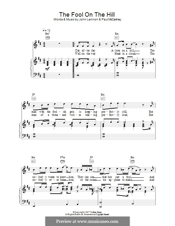 The Fool on the Hill (The Beatles): para voz, piano ou guitarra (partituras de alta qualidade) by John Lennon, Paul McCartney