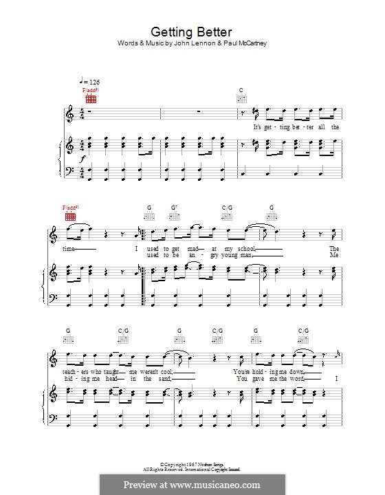 Getting Better (The Beatles): Para vocais e piano (ou Guitarra) by John Lennon, Paul McCartney