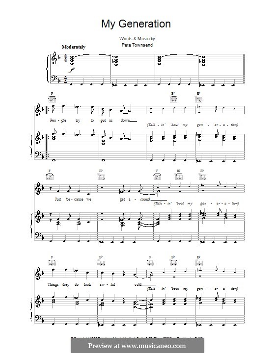 My Generation (The Who): Para vocais e piano (ou Guitarra) by Peter Townshend