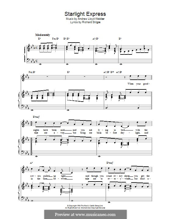 Starlight Express: Para vocais e piano (ou Guitarra) by Andrew Lloyd Webber