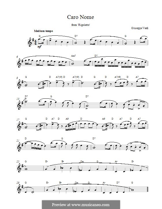 Caro nome ceil mio cor: melodia by Giuseppe Verdi