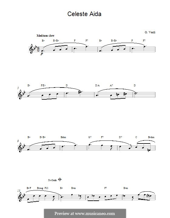 Celeste Aida: melodia by Giuseppe Verdi