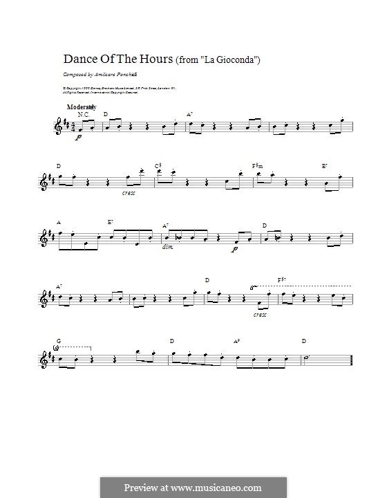 Dance of the Hours: melodia e acordes by Amilcare Ponchielli