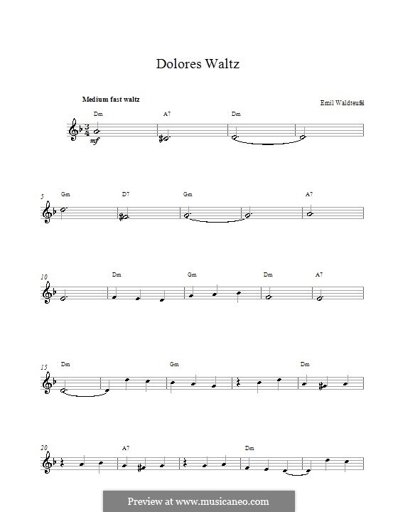 Dolores-Waltzer, Op.170: melodia by Émile Waldteufel