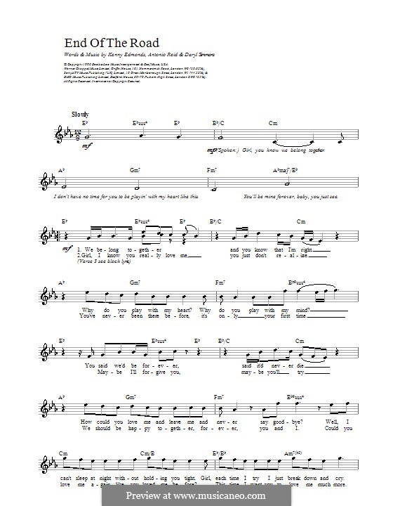 End of the Roads (Boyz II Men): melodía,letras e acordes by L.A. Reid, Daryl Simmons, Kenneth 'Babyface' Edmonds