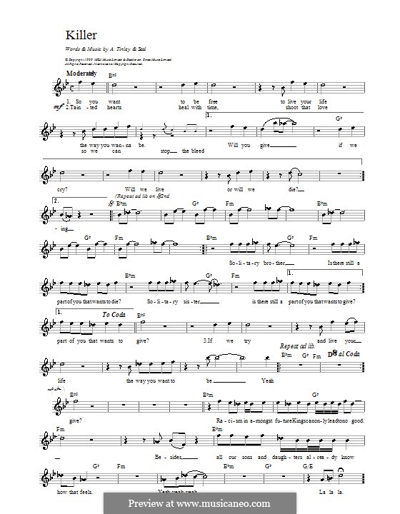Killer: melodía,letras e acordes by Seal