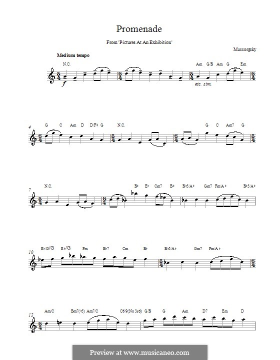 Promenade I: melodia e acordes by Modest Mussorgsky