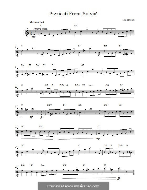 Sylvia: Pizzicati, melody line by Léo Delibes