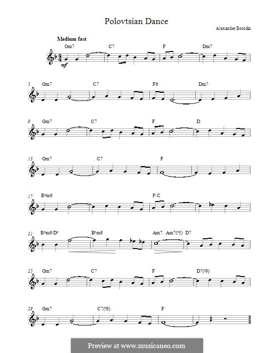 Polovtsian Dances (Printable Scores): melodía,letras e acordes by Alexander Borodin