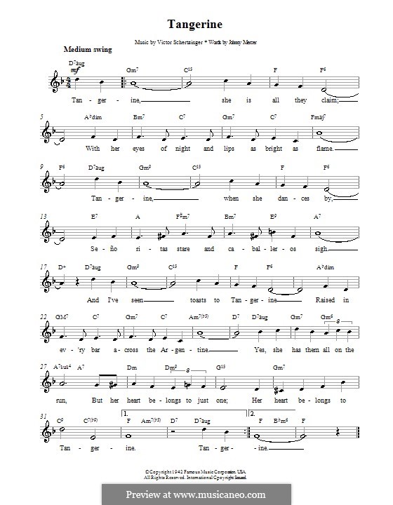 Tangerine por V. Schertzinger Partituras on músicaNeo