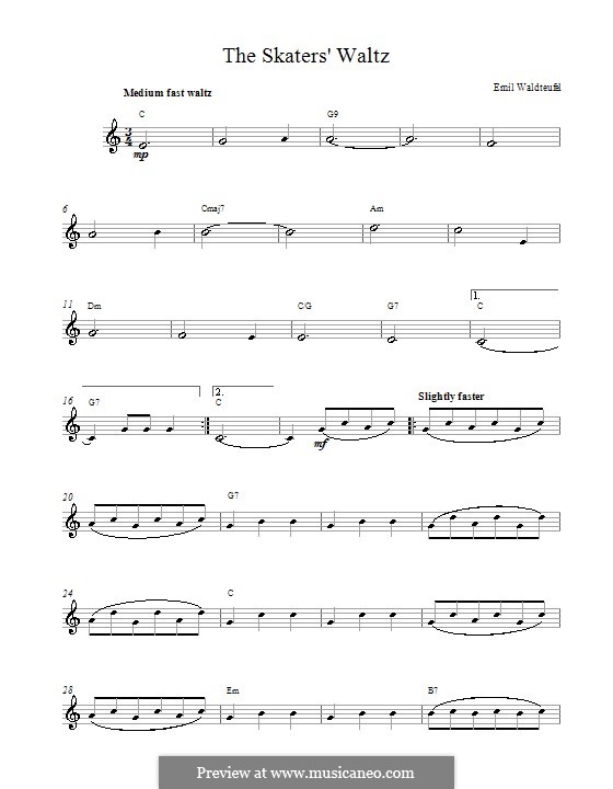 The Skaters Waltz: melodia by Émile Waldteufel