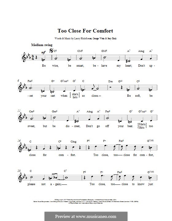 Too Close for Comfort: melodía,letras e acordes by George David Weiss, Jerry Bock, Larry Holofcener
