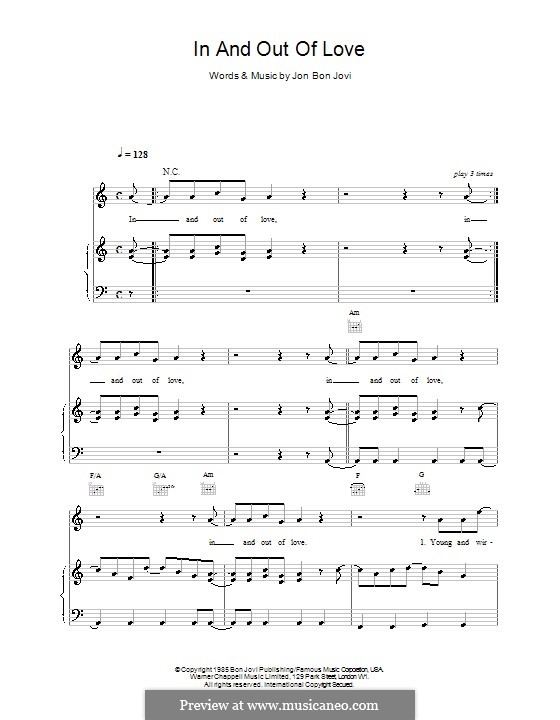 In and out of Love (Bon Jovi): Para vocais e piano (ou Guitarra) by Jon Bon Jovi